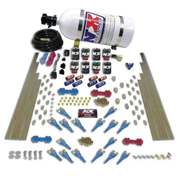 Nitrous Express Shark Dual Stage/Gas 16 Nozzles 8 Solenoids Nitrous Kit (200-1200HP) w/Comp Bottle thumbnail 3