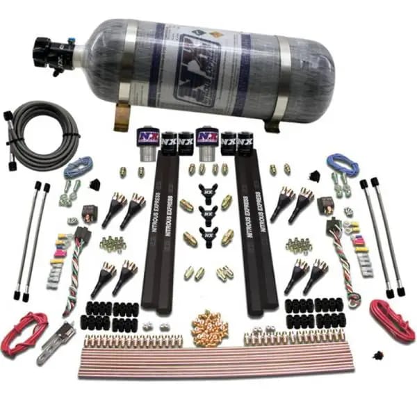 Nitrous Express SX2 Dual Stage/Gas/Rails 8 Nozzles Nitrous Kit (200-1200HP) w/Composite Bottle thumbnail 2