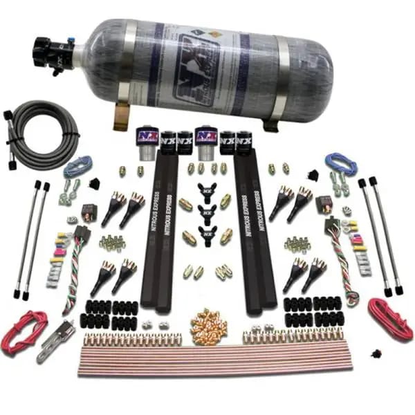 Nitrous Express SX2 Dual Stage/Gas/Rails 8 Nozzles Nitrous Kit (200-1200HP) w/Composite Bottle thumbnail 3