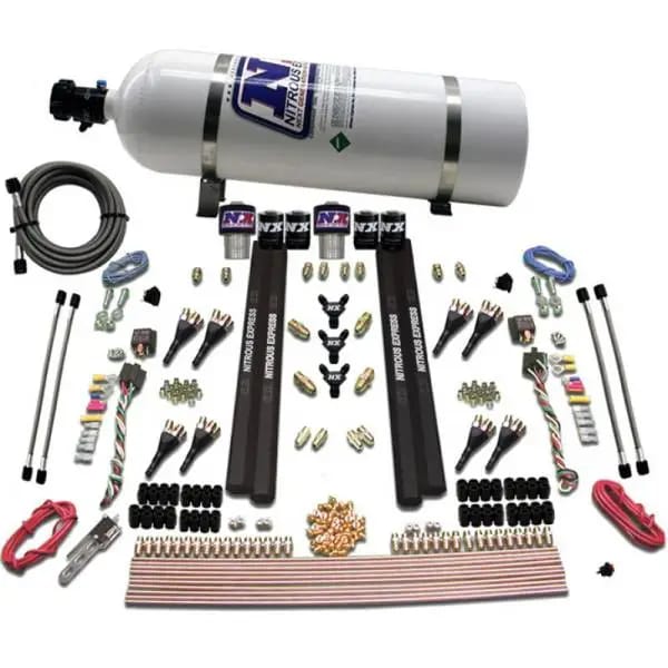 Nitrous Express SX2 Dual Stage /Gas/Rails 8 Nozzles Nitrous Kit (200-1200HP) w/15lb Bottle thumbnail 2