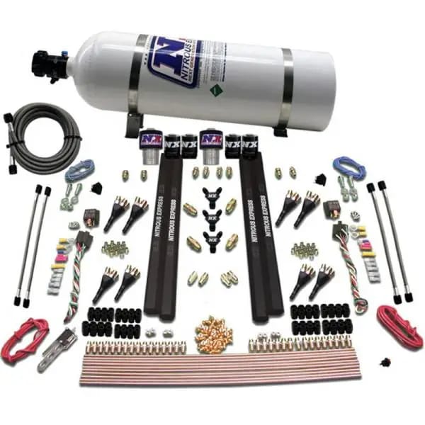 Nitrous Express SX2 Dual Stage /Gas/Rails 8 Nozzles Nitrous Kit (200-1200HP) w/15lb Bottle thumbnail 3