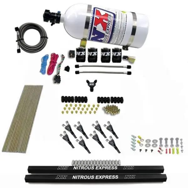 Nitrous Express Pro-Shk/Gas 4 Solenoids Nitrous Kit (200-600HP) w/Rails and 10lb Bottle thumbnail 2