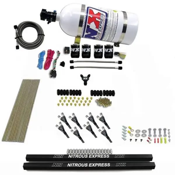 Nitrous Express Pro-Shk/Gas 4 Solenoids Nitrous Kit (200-600HP) w/Rails and 10lb Bottle thumbnail 3