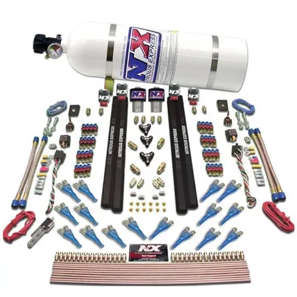 Nitrous Express Shark Dual Stage/Gas/Rails 16 Nozzles Nitrous Kit (200-1200HP) w/10lb Bottle thumbnail 2
