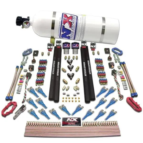 Nitrous Express Shark Dual Stage/Gas/Rails 16 Nozzles Nitrous Kit (200-1200HP) w/Composite Bottle thumbnail 2
