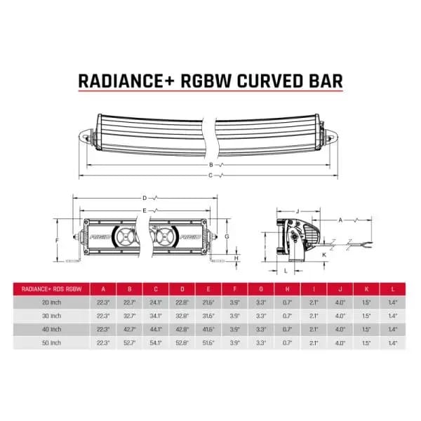 Rigid Industries Radiance+ Curved 40in. RGBW Light Bar thumbnail 9