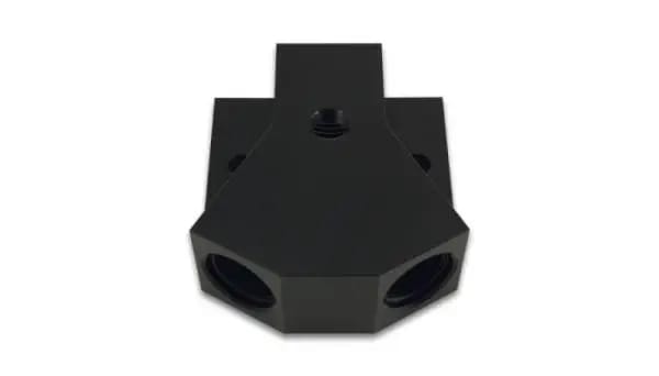 Vibrant Billet Aluminum Y-Block Fitting with 1/8in NPT Port -8AN x Dual -8AN ORB