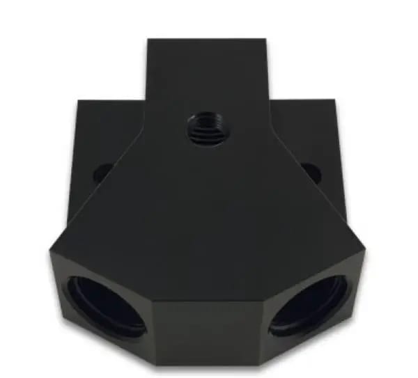 Vibrant Billet Aluminum Y-Block Fitting with 1/8in NPT Port -8AN x Dual -8AN ORB thumbnail 3
