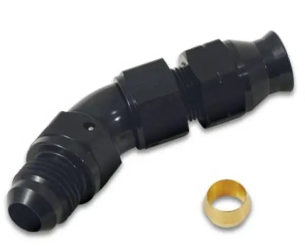 Vibrant 45 Degree 3/8in Tube to Male -6AN Flare Adapter w/ Olive Inserts thumbnail 3