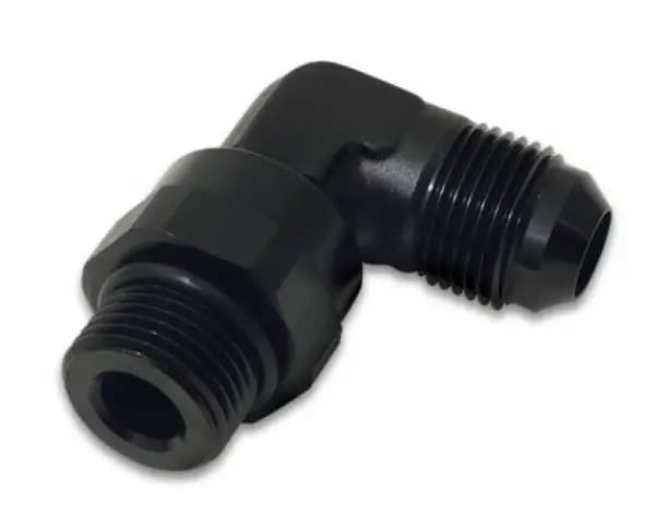 Vibrant -8AN Male Flare to Male -6AN ORB Swivel 90 Degree Adapter Fitting - Anodized Black thumbnail 3