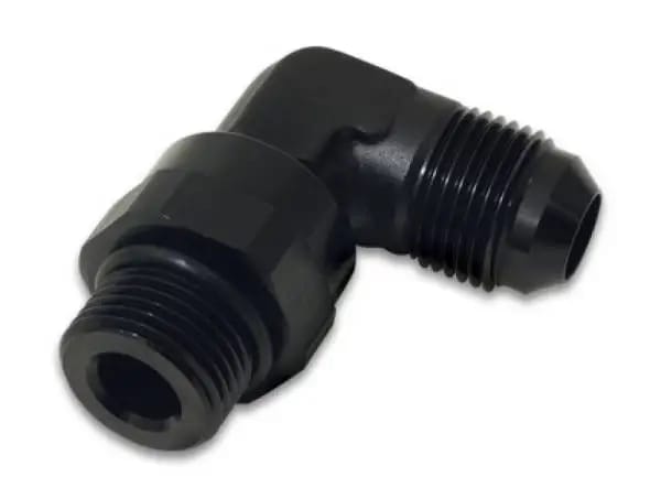 Vibrant -12AN Male Flare to Male -12AN ORB Swivel 90 Degree Adapter Fitting - Anodized Black thumbnail 3