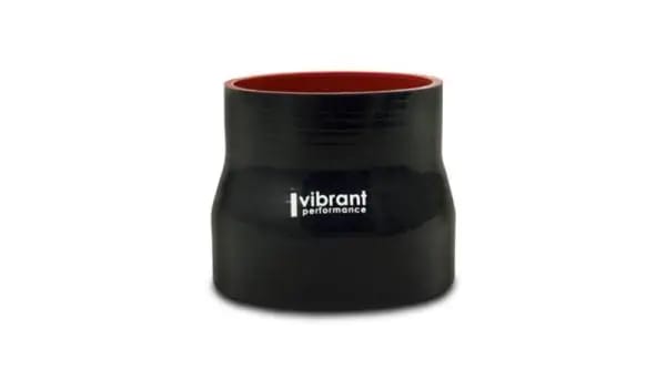 Vibrant 3.5in I.D. x 4.250in I.D. x 4.5in Long 4 Ply Gloss Black Silicone Transition Hose thumbnail 2