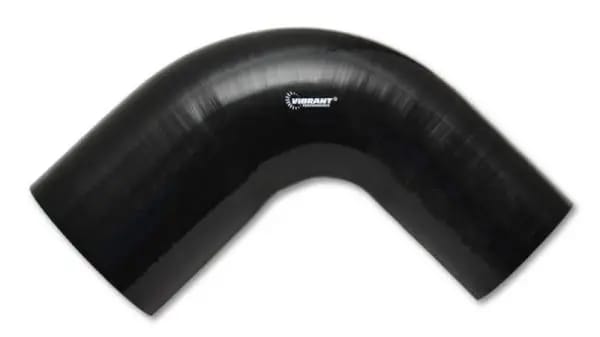 Vibrant 3in ID x 3.5in ID x 4in Long Gloss Black Silicone 90 Degree Transition Elbow thumbnail 3