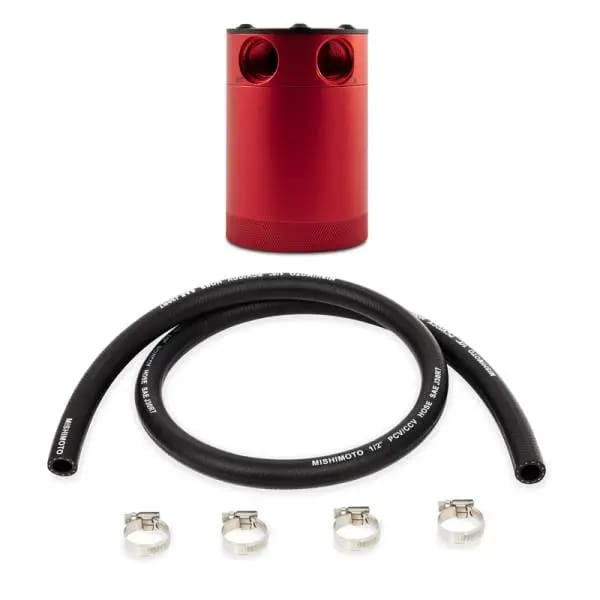 Mishimoto Compact Baffled Oil Catch Can - 2-Port - Red thumbnail 2