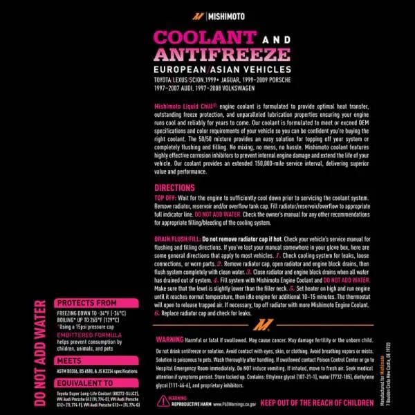 Mishimoto Liquid Chill EG Coolant, European/Asian Vehicles, Pink/Red thumbnail 6