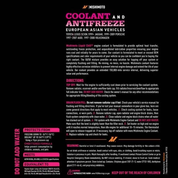 Mishimoto Liquid Chill EG Coolant, European/Asian Vehicles, Pink/Red thumbnail 10