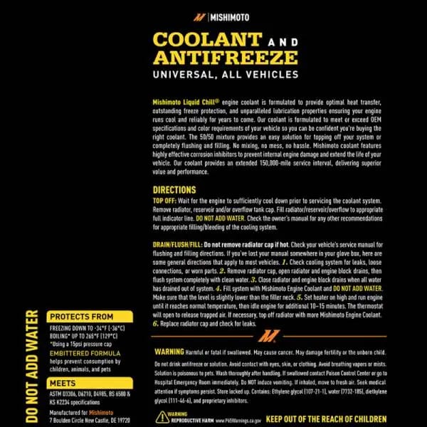 Mishimoto Liquid Chill EG Coolant, Universal, Yellow thumbnail 8