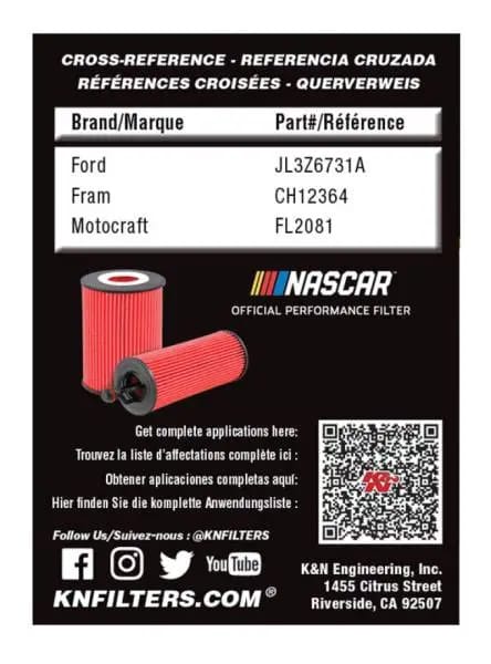 K&N Oil Filter OIL FILTER; AUTOMOTIVE thumbnail 8