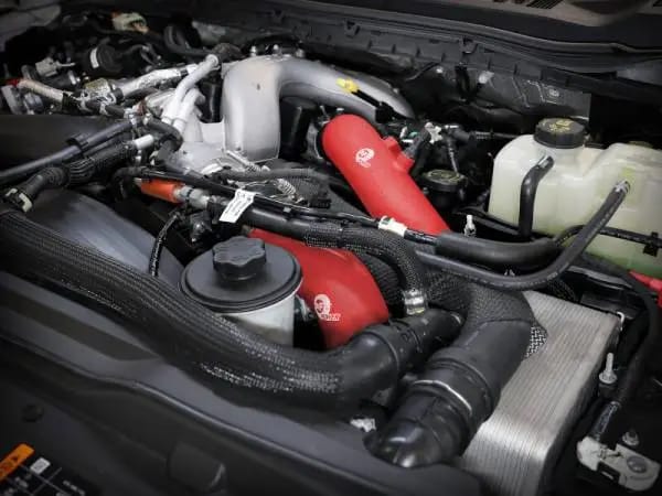 aFe 23-25 Ford F250/F350 Super Duty V8-6.7L BladeRunner Aluminum Hot & Cold Charge Pipe Kit - Red thumbnail 6
