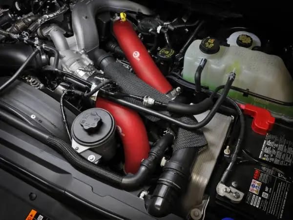 aFe 23-24 Ford Diesel Trucks V8-6.7L (td) BladeRunner Aluminum Hot and Cold Charge Pipe Kit - Red thumbnail 3