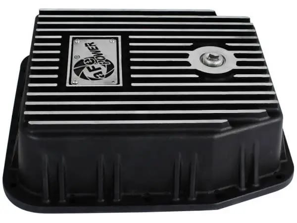 aFe POWER Transmission Pan Ford Trucks 80-92 (AOD Transmission)- Black w/ Machined Fins thumbnail 5