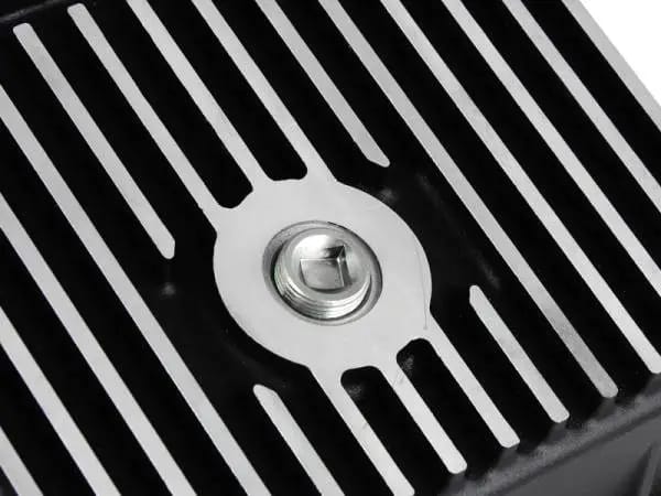 aFe POWER Transmission Pan Ford Trucks 80-92 (AOD Transmission)- Black w/ Machined Fins thumbnail 8