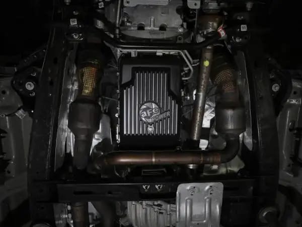 aFe 17-24 Ford F-150 10R60/10R80 Pro Series Rear Transmission Pan Black w/ Machined Fins thumbnail 4