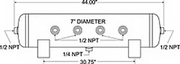 Firestone Air Tank 20 Gallon 12in. x 44in. (6) 1/2in. NPT Ports 150 PSI Max - Black (WR17609277) thumbnail 2