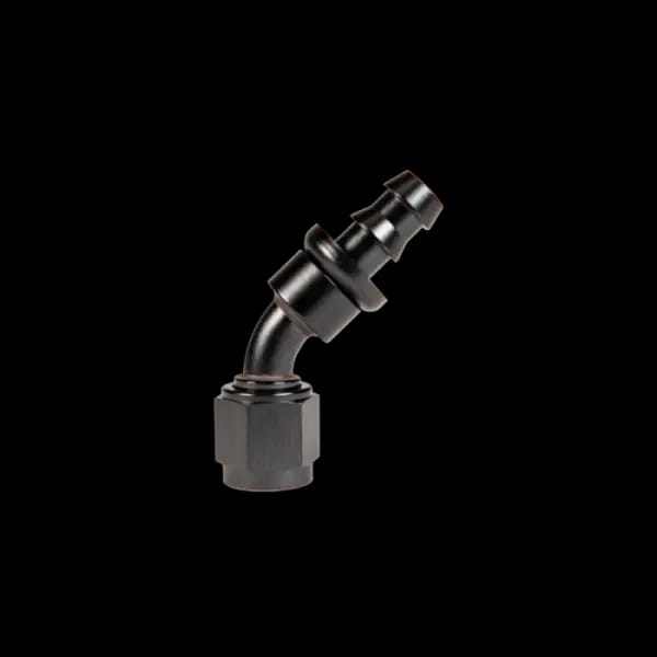 Fleece Performance Universal -8AN 45Deg to Hose Barb - Black