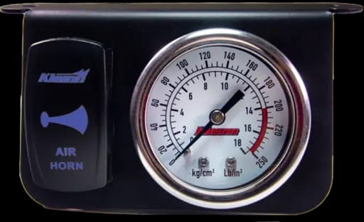 Kleinn Panel mounted 160 PSI gauge w/ an illuminated BLUE Momentary rocker switch