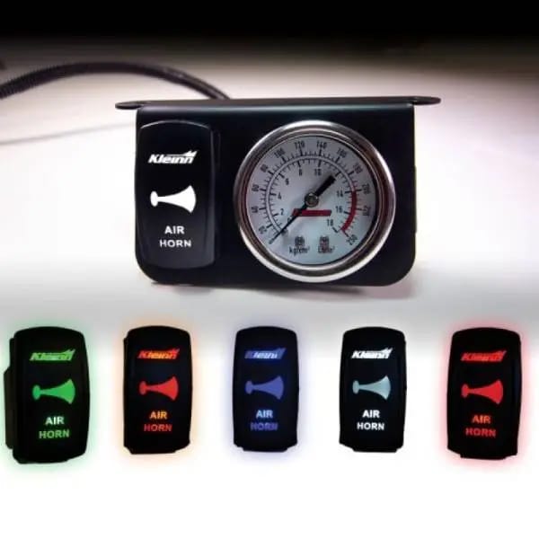 Kleinn Panel Mounted 160 PSI Gauge w/ an Illuminated WHITE Momentary Rocker Switch thumbnail 2