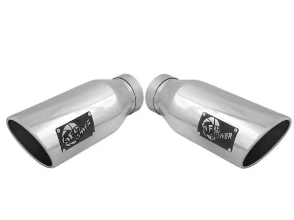 aFe Large Bore-HD 4in 409 Stainless Steel DPF-Back Exhaust w/Polished Tips 15-16 Ford Diesel Truck thumbnail 2