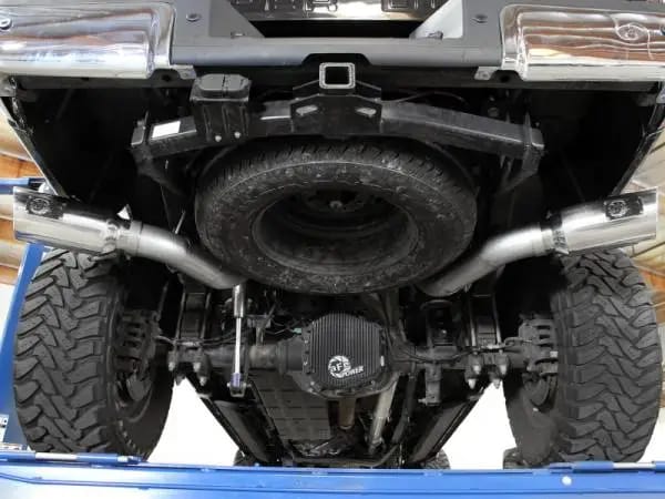 aFe Large Bore-HD 4in 409 Stainless Steel DPF-Back Exhaust w/Polished Tips 15-16 Ford Diesel Truck thumbnail 3