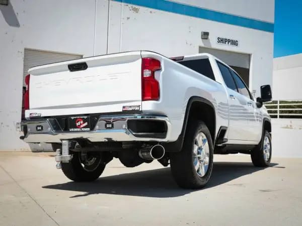 aFe Large Bore-HD 5 IN 409 SS DPF-Back Exhaust System w/Polished Tip 20-23 GM Truck V8-6.6L thumbnail 2