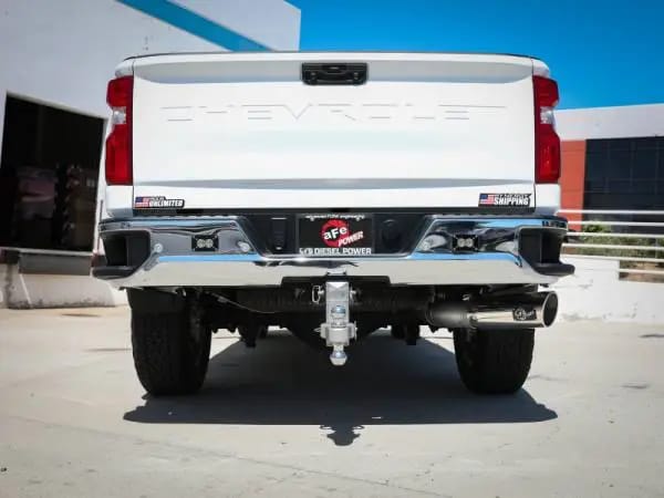 aFe Large Bore-HD 5 IN 409 SS DPF-Back Exhaust System w/Polished Tip 20-23 GM Truck V8-6.6L thumbnail 3