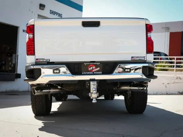 aFe Large Bore-HD 4in 409SS DPF-Back Exhaust System w/Polished Tips 20 GM Diesel Trucks V8-6.6L thumbnail 3
