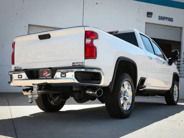 aFe Large Bore-HD 4in 409SS DPF-Back Exhaust System w/Polished Tips 20 GM Diesel Trucks V8-6.6L thumbnail 2