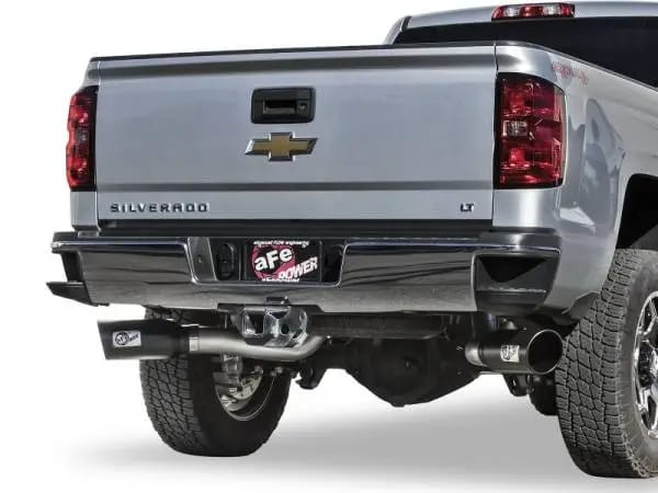aFe Atlas Exhaust 4in Dual DPF-Back Al Steel w/ Black Tips 16-17 GM Diesel Truck V8-6.6L (td) LML thumbnail 3