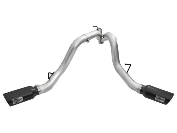 aFe Atlas Exhaust 4in Dual DPF-Back Al Steel w/ Black Tips 16-17 GM Diesel Truck V8-6.6L (td) LML thumbnail 5