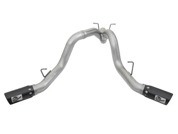 aFe ATLAS 4in DPF-Back Alum Steel Exhaust System w/Dual Exit Black Tip 2017 GM Duramax 6.6L (td) thumbnail 2