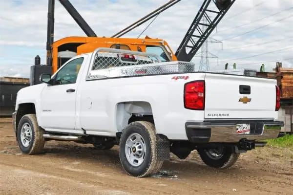 Deezee 17-23 Ford SuperDuty Cargo Management Cab Rack - Silver Mesh thumbnail 2
