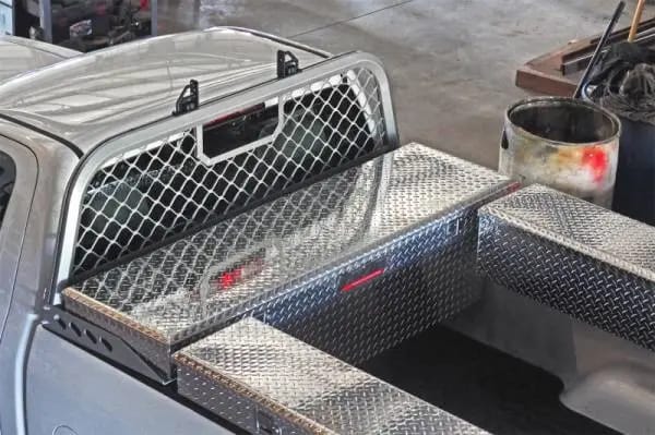 Deezee 17-23 Ford SuperDuty Cargo Management Cab Rack - Silver Mesh thumbnail 4