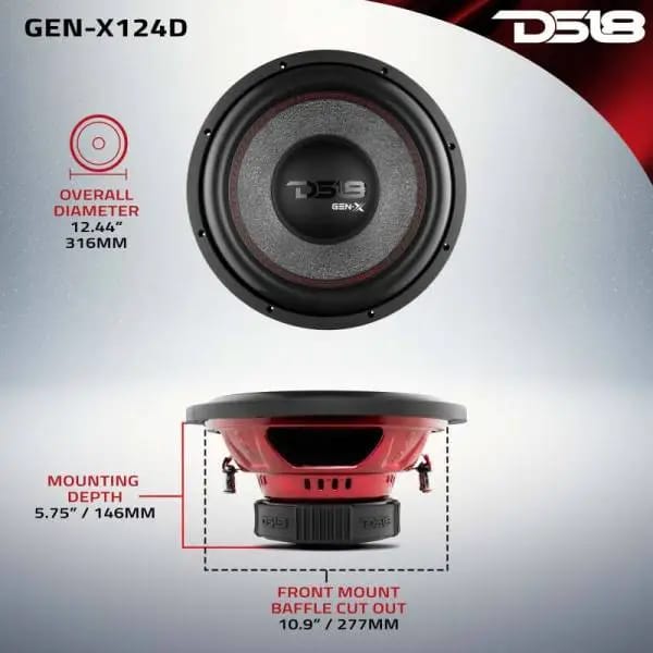 DS18 12in 450 Watts RMS 4 ohm DVC Subwoofer Ferrite Motor And Dual Voice Coils thumbnail 2