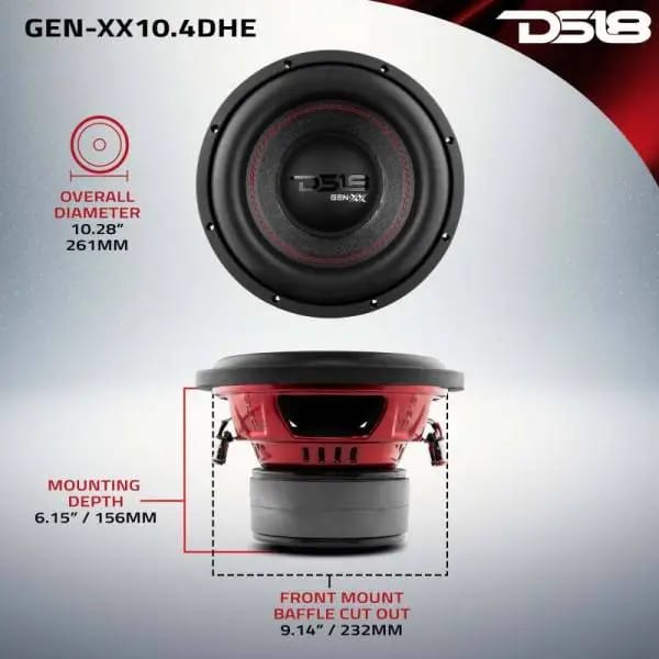 DS18 10in 500 Watts RMS 4 ohm DVC Double Stacked Magnet High Excursion Subwoofers thumbnail 2