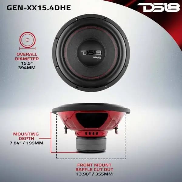 DS18 15in 600 Watts RMS 4 ohm DVC Double Stacked Magnet High Excursion Subwoofers thumbnail 2