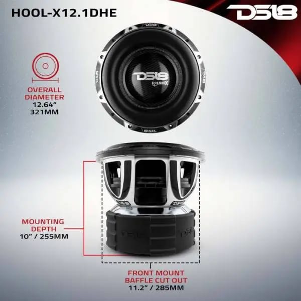 DS18 Hooligan Subwoofer 12in 4000 Watts RMS 1 ohm DVC thumbnail 2