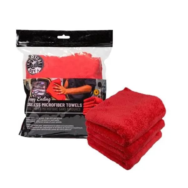 Chemical Guys Happy Ending Ultra Edgeless Microfiber Towel - 16in x 16in - Red - 3 Pack thumbnail 3