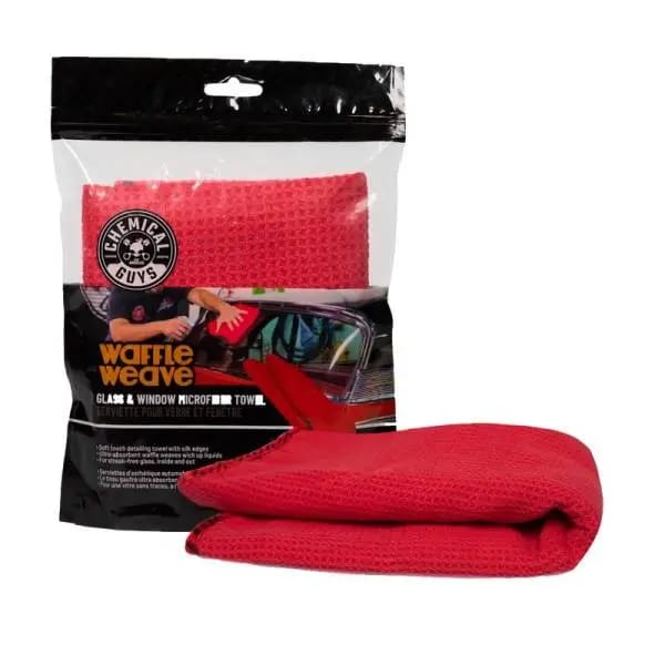 Chemical Guys Waffle Weave Glass & Window Microfiber Towel - 24in x 16in - Red thumbnail 4