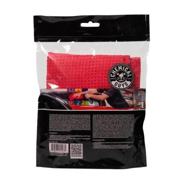 Chemical Guys Waffle Weave Glass & Window Microfiber Towel - 24in x 16in - Red thumbnail 2
