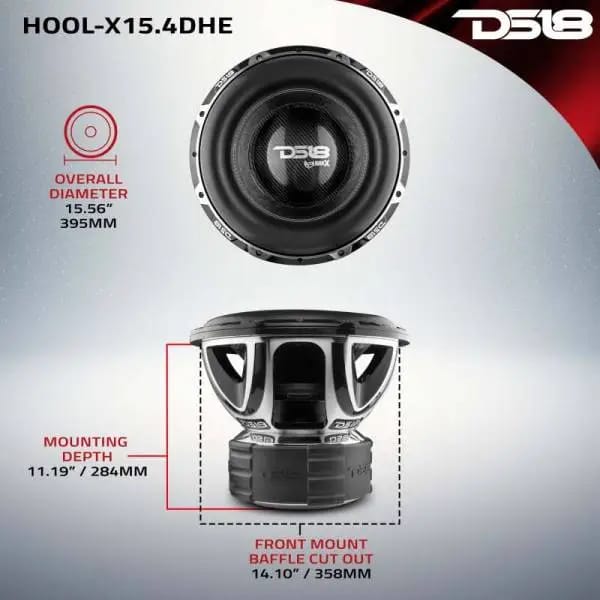 DS18 Hooligan High Excursion Subwoofer 15in 4000 Watts RMS 4 ohm DVC thumbnail 2